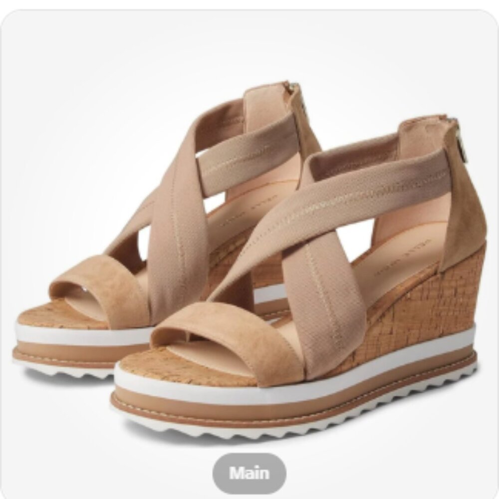 Pelle Moda Medina Wedge Sandal (Women) With box,  LATTE, Size 10M